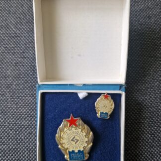 Odznak Zasloužilý Pracovník VHJ + minatura + pův.etue